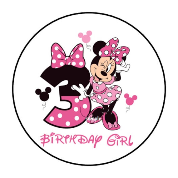 Buy 30 Minnie Mouse 3rd Third Birthday Stickers Envelope Seals Labels 1.5  Custom Online in India 