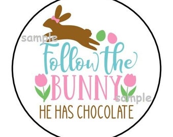 30 easter bunny envelope seals labels stickers 1.5" round flowers gifts favors