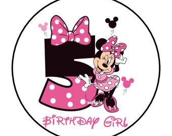 30 Minnie Mouse 5th Birthday Stickers Envelope Seals Labels