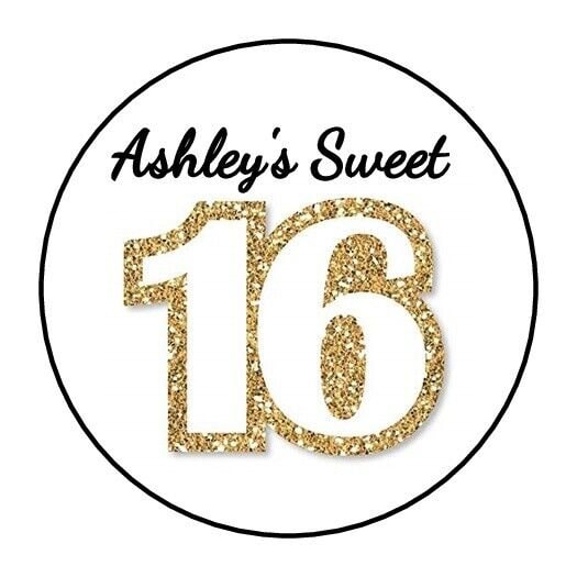 30 Personalized Sweet 16 Birthday Party Stickers Favors Labels Tags ...