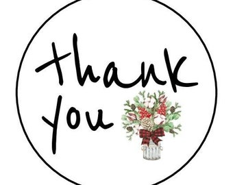 30 thank you christmas envelope seals labels stickers 1.5" round