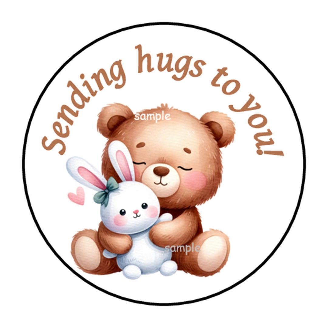 30 Sending Hugs to You Stickers, Labels, Envelope Seals, Tags, 1.5 ...