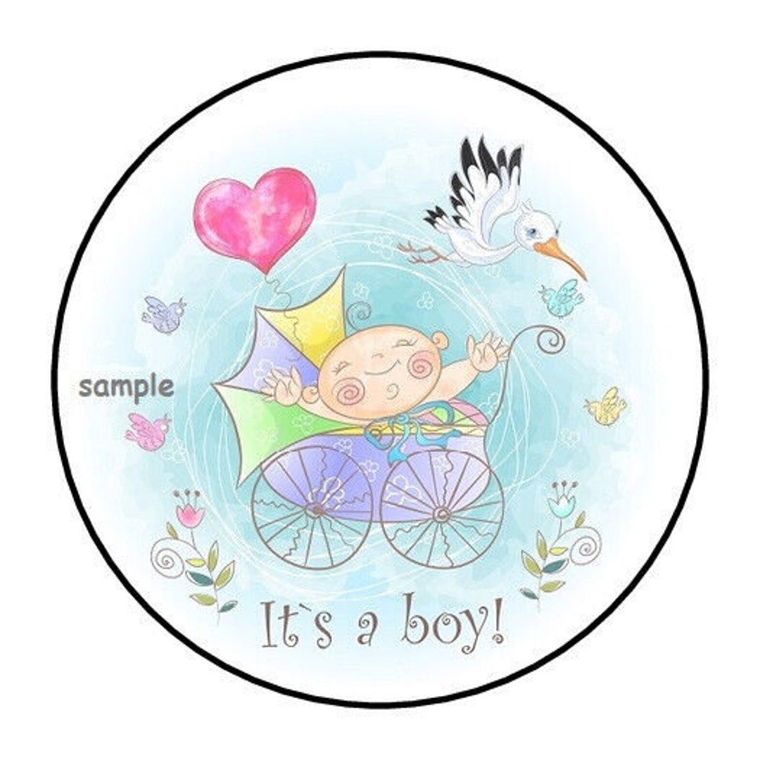 30 It's a Boy Baby Shower Envelope Seals Labels Stickers 1.5 Round ...