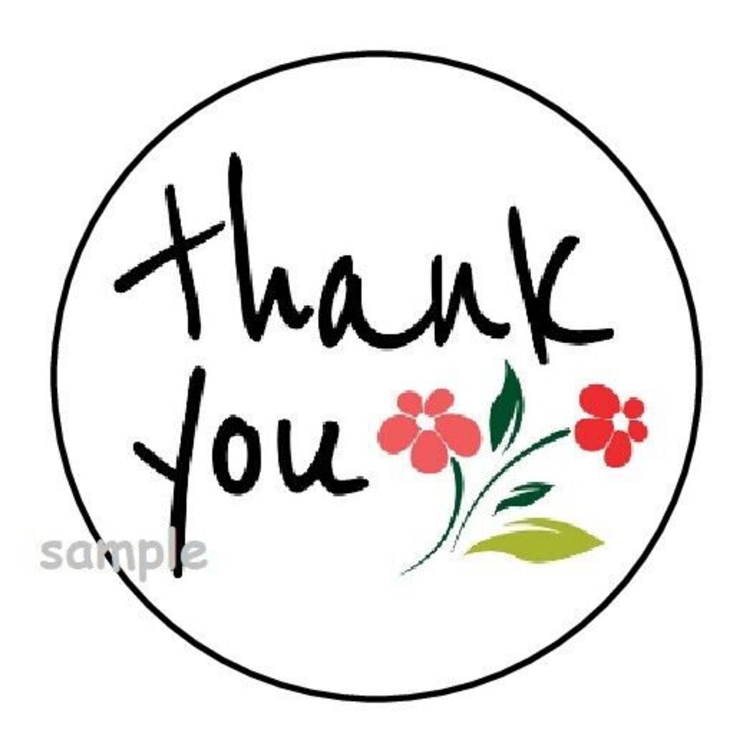 30 Thank You Floral Envelope Seals Labels Stickers 1.5" Round Flowers ...