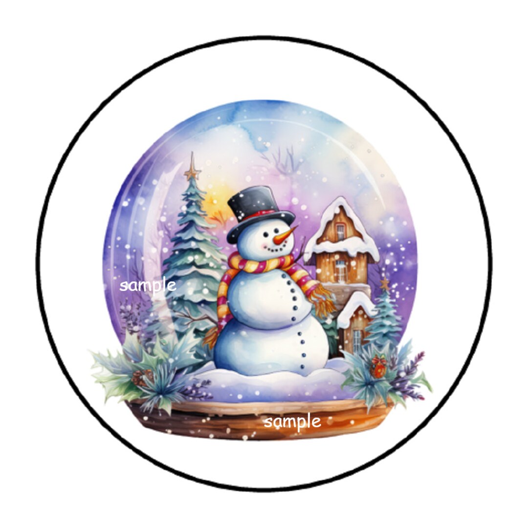 30 Christmas Snow Globe Stickers – 1.5" Round Envelope Seals, Planner Labels, Favors