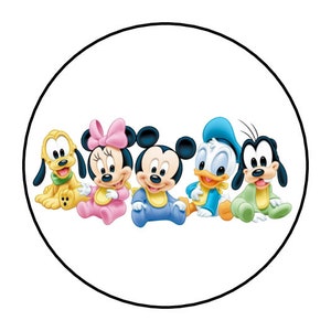 30 baby mickey mouse and friends stickers envelope seals labels favors tags stamps 1.5&quot; disney, custom made