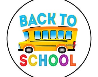 30 back to school bus envelope seals labels stickers 1.5" round teacher