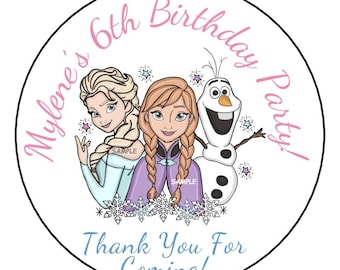 12 Princess Birthday Party Stickers, Labels, Favors, Tags, Decorations, 2.5", Round, Personalized, Custom Made