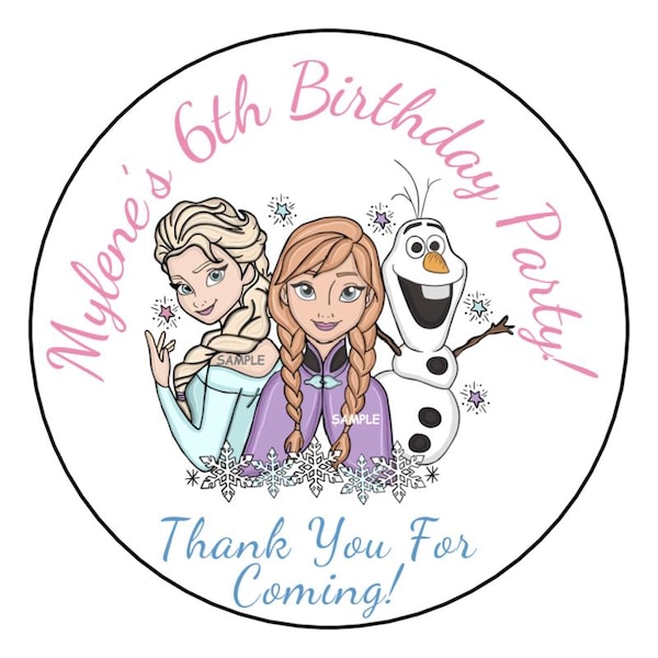 12 Princess Birthday Party Stickers, Labels, Favors, Tags, Decorations, 2.5", Round, Personalized, Custom Made