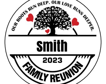 12 Personalized Family Reunion Birthday Party Stickers, Goody Bag Labels, Gift Tags, Favor Stickers