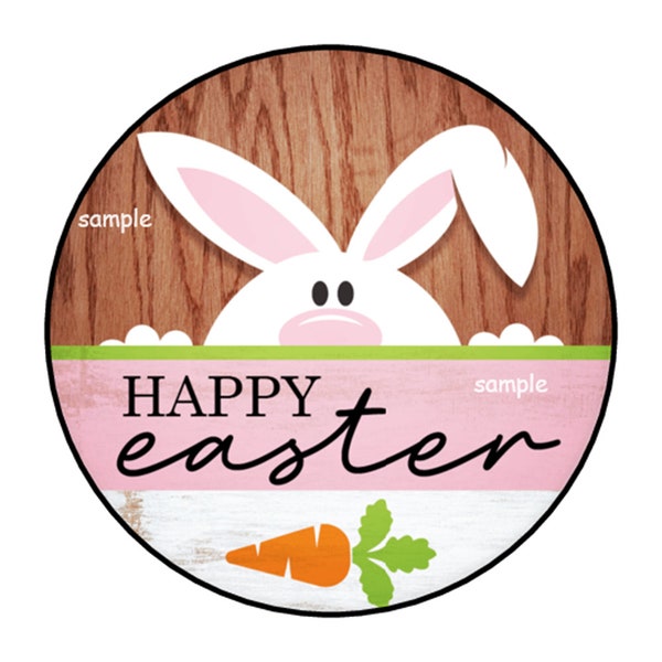 30 Happy Easter Stickers, Labels, Envelope Seals, Tags, 1.5", Round, Bunny
