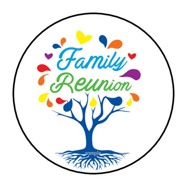 30 Family Reunion Stickers, Labels, Envelope Seals, Favor Stickers, Stamps, 1.5", Round, Custom Made