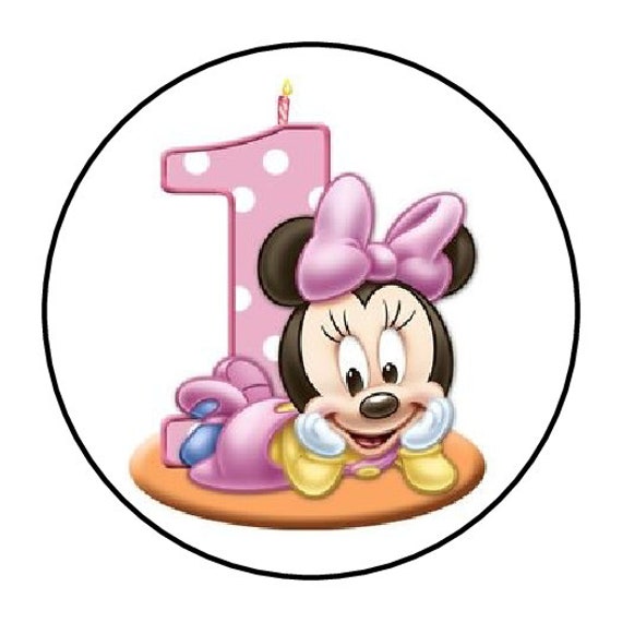 30 Minnie Mouse 1er anniversaire Autocollants Enveloppe Sceaux Étiquettes  1.5 rond personnalisé -  France