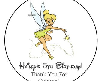 12 Personalized Kids Birthday Party Stickers, Labels, Goody Bag Stickers, Favors, Custom Made, 2.5", Round, Fairy