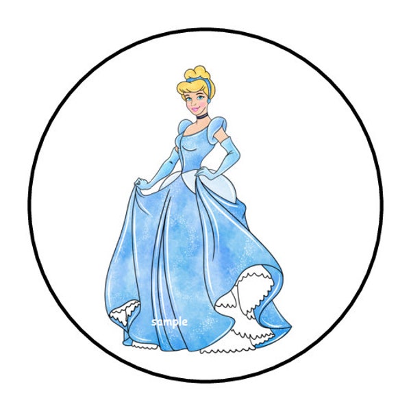 30 Cinderella Stickers, Labels, Envelope Seals, Tags, Princess, 1.5", Round, Custom Made