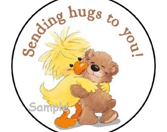 Teddy Bear Valentine's Stickers Envelope Seals Labels Favors Tags Stamps 1.5 Round 30 Count Love