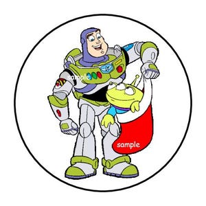 Toy Story Christmas Stickers, Envelope Seals, Labels, Tags, Stamps, Disney, Custom Made (30 Count) Buzz, Alien