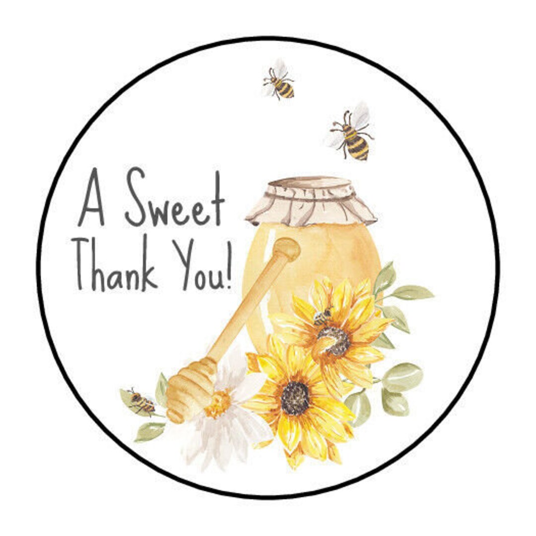 30 a Sweet Thank You Envelope Seals Labels Stickers 1.5" Round Honey ...