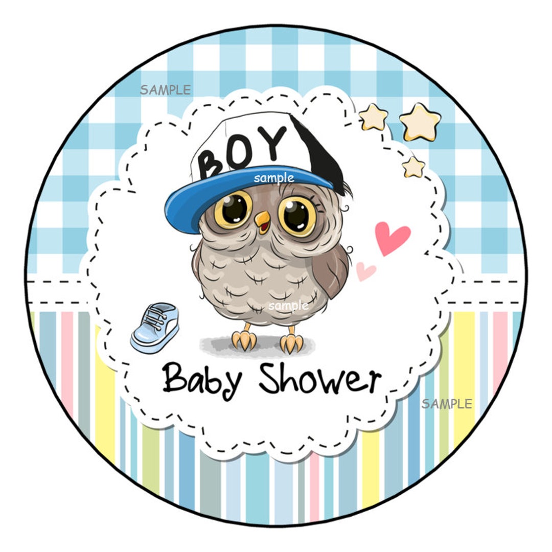12 Cute Owl Baby Shower Stickers Favor Labels Gift Tags Etsy