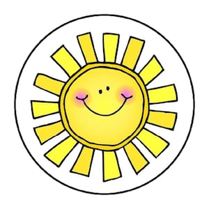 30 cute sun envelope seals labels stickers 1.5&quot; round sunshine