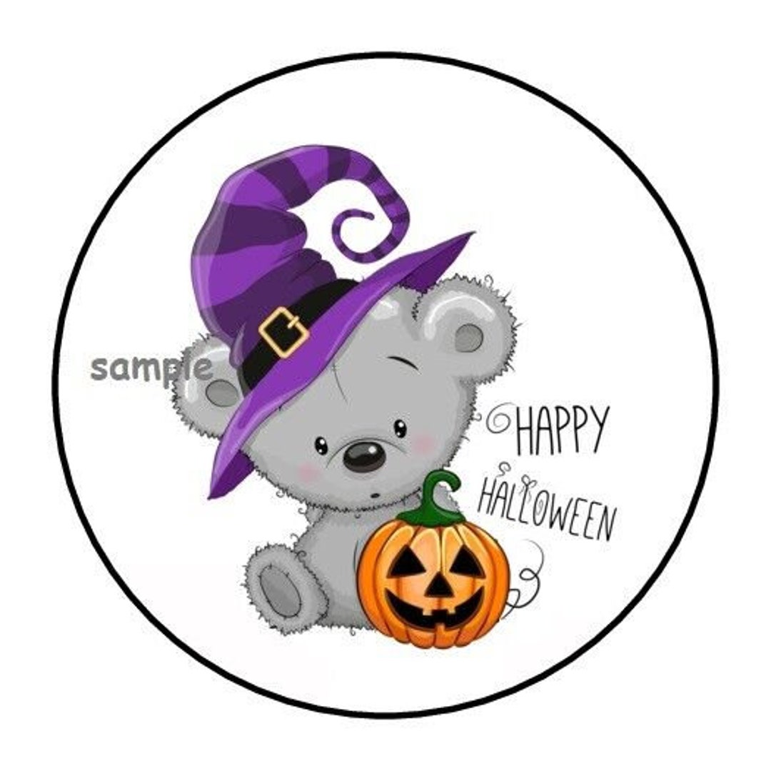 30 Cute Happy Halloween Teddy Bear Envelope Seals Labels Stickers 1.5 ...