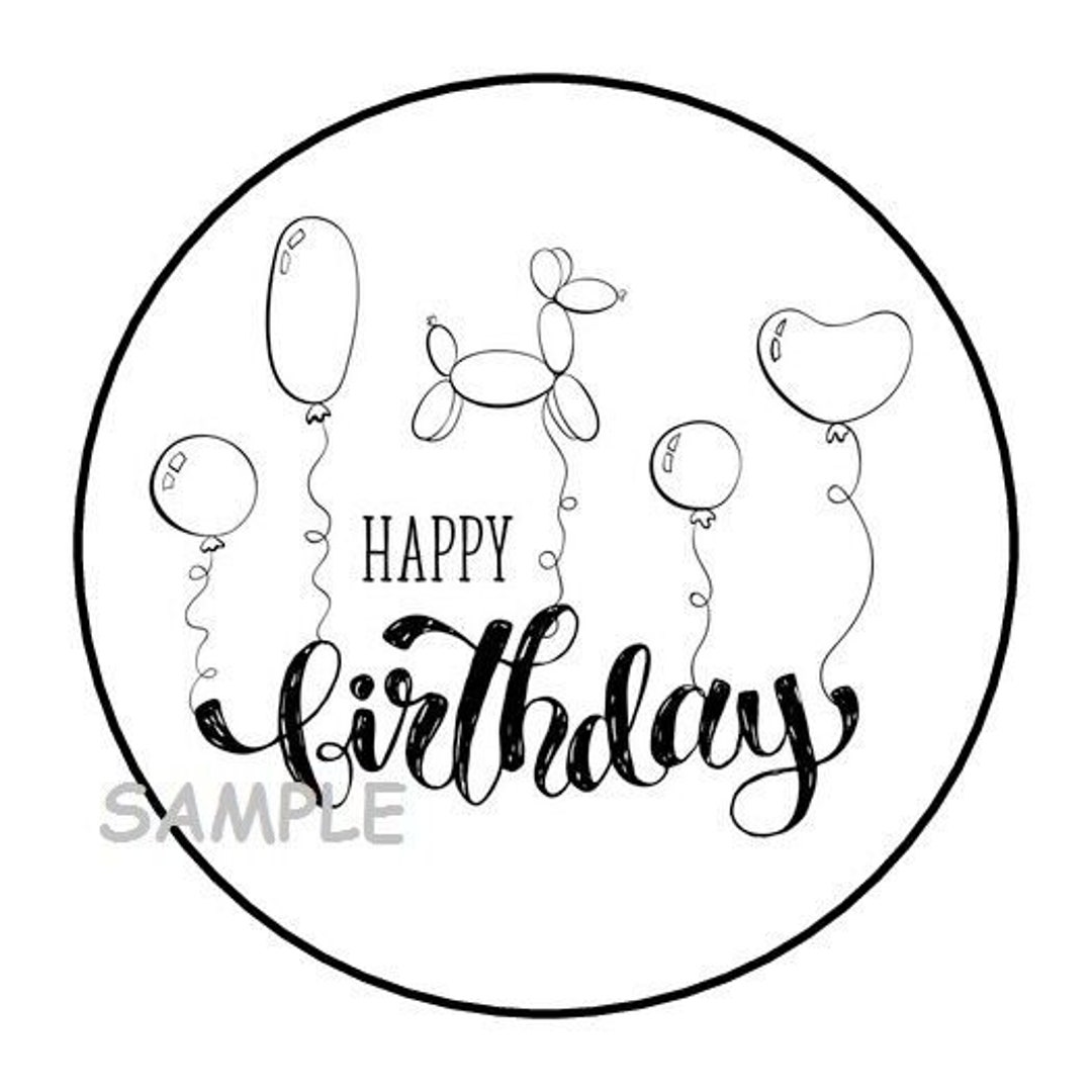 30 Happy Birthday Envelope Seals Labels Stickers 1.5 Round Balloon