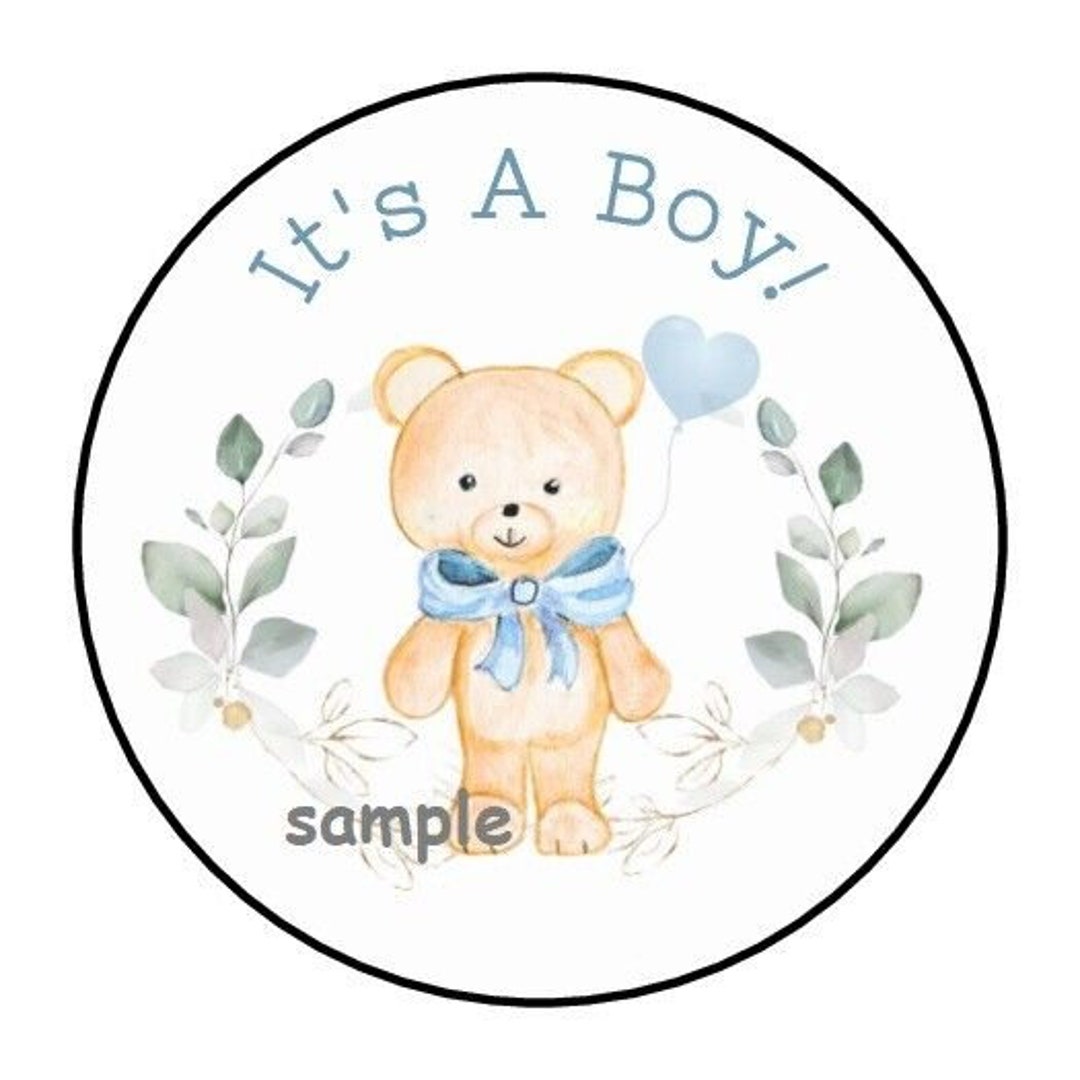 30 Boy Baby Shower Envelope Seals Labels Stickers 1.5 It's a Boy Teddy ...