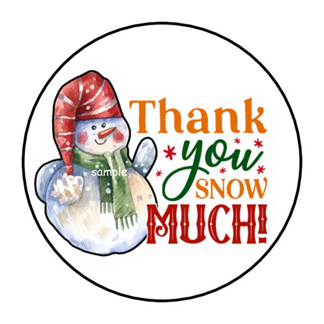 30 Thank You Snow Much Snowman Stickers, Labels, Tags, Envelope Seals ...