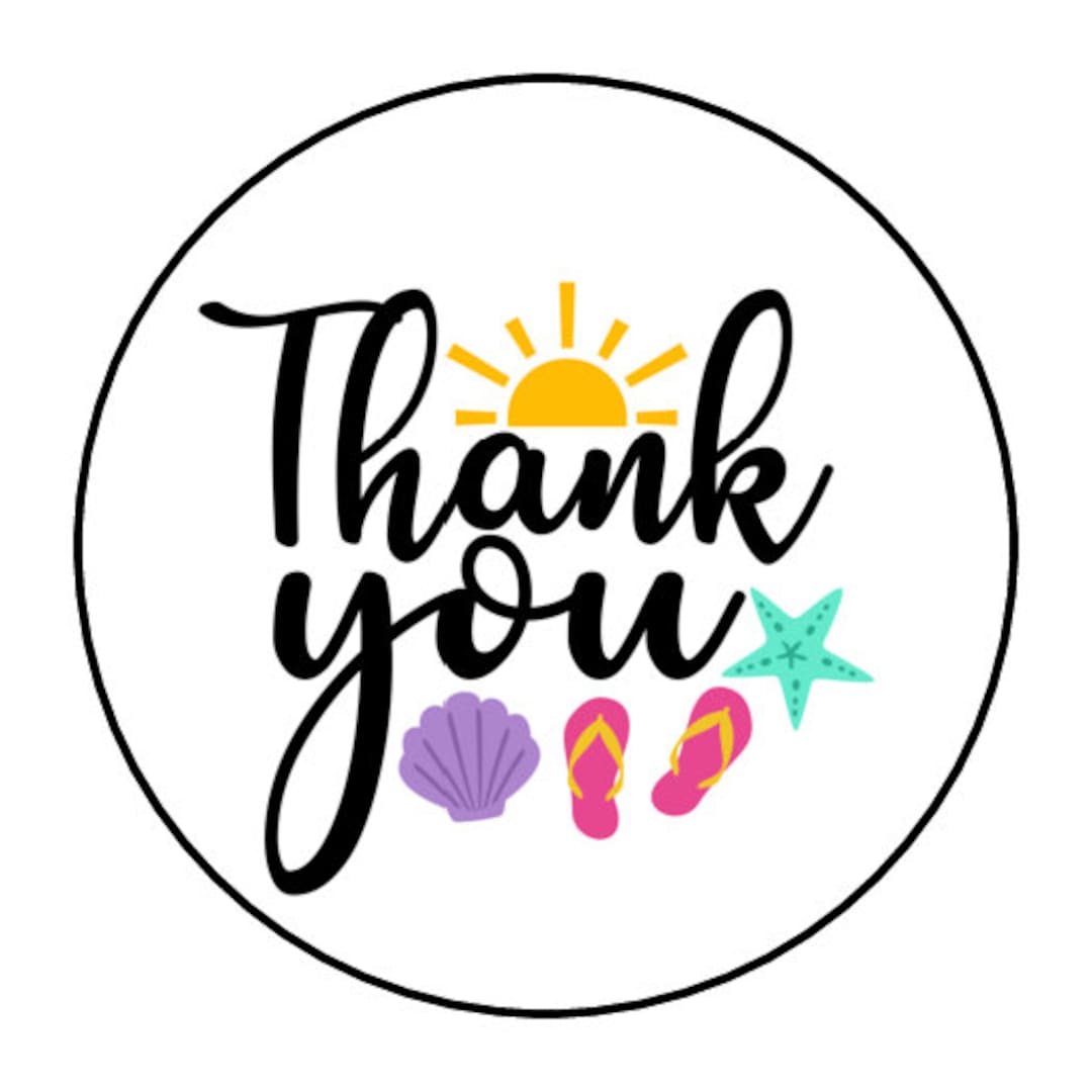 30 Thank You Summer Stickers, Envelope Seals, Labels, Tags, Stamps,1.5