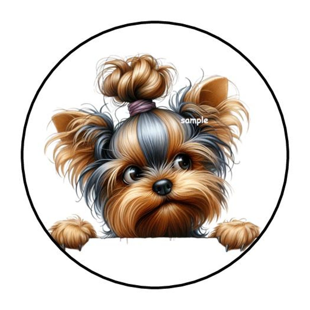 Yorkie Puppy Stickers Favor Labels Tags Envelope Seals Stamps 1.5 ...