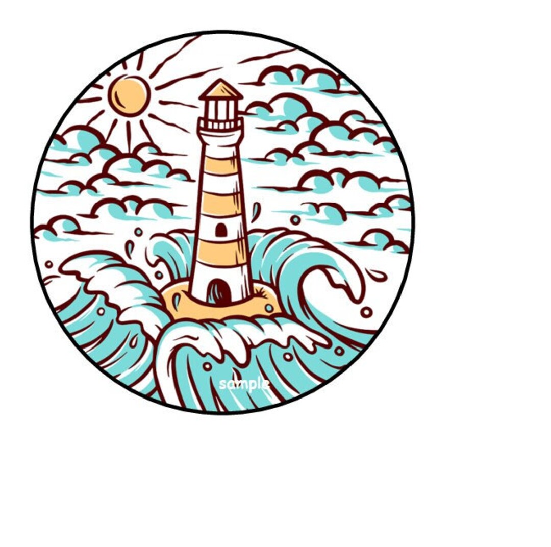 30 Lighthouse Stickers, Labels, Envelope Seals, Stamps, 1.5