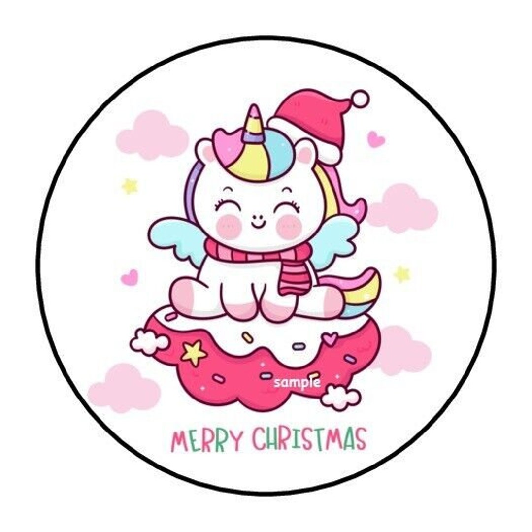 30-christmas-envelope-seals-labels-stickers-1-5-round-cute-unicorn