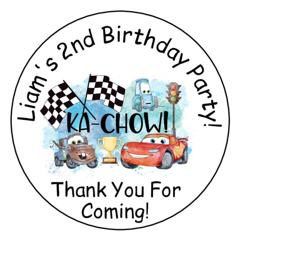 Cars Party Sticker Cars Birthday Party Stickers, Personalized, Favors, Goody Bag Labels ...