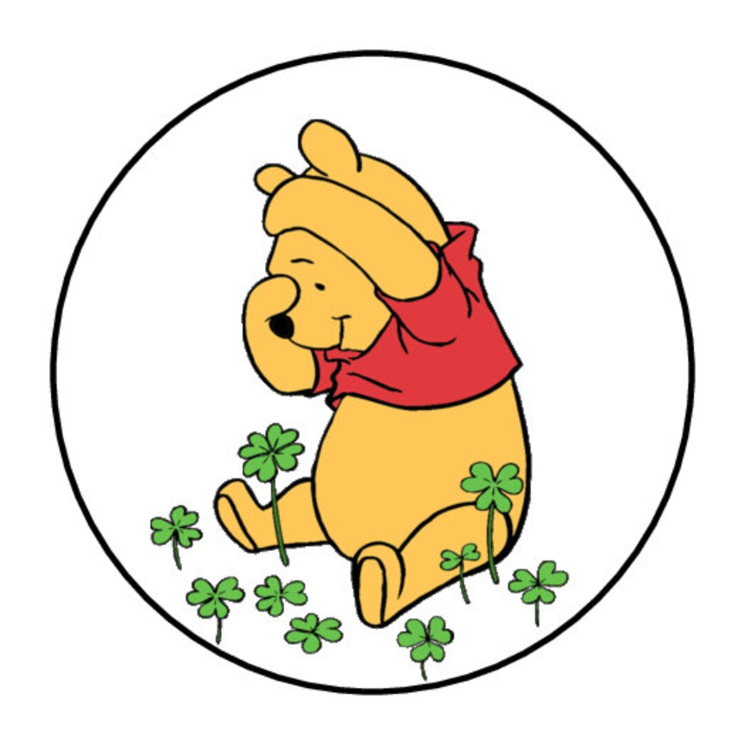 30 Winnie the Pooh St Patrick's Day Stickers, Labels, Tags, Envelope