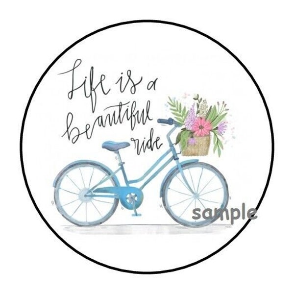30 life is a beautiful ride floral bike envelope seals labels stickers 1.5"