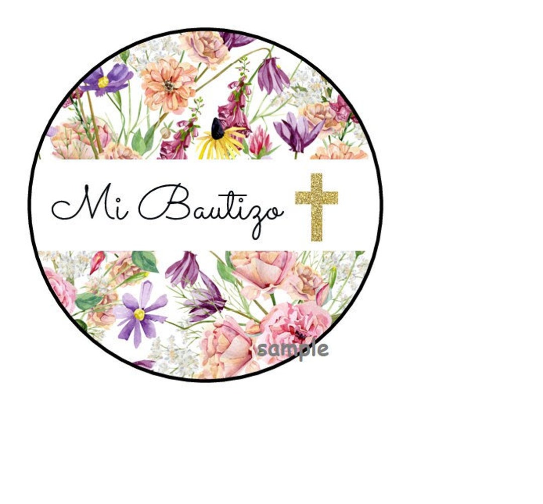 30 Floral Mi Bautizo Stickers, Labels, Envelope Seals, Stamps, Flowers ...