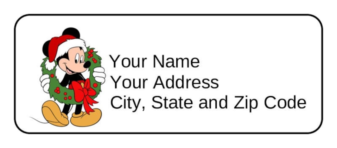 30 Mickey Mouse Address Labels, Christmas, Stickers, Gift Tags, Name ...