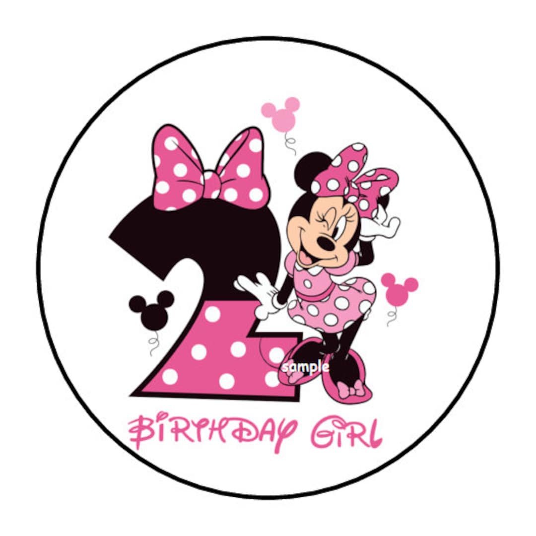 30 Minnie Mouse 2nd Second Birthday Stickers Envelope Seals Labels 1.5