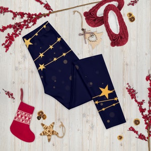 Christmas Leggings- Gold Star Sport Leggings