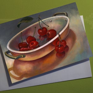 Biglietto d'auguri artistico "Ciliegie"