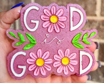 God Is Good Car Freshie – Christian Air Freshener, Floral Design