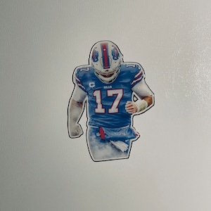 Josh Allen Looking Down Blue Jersey