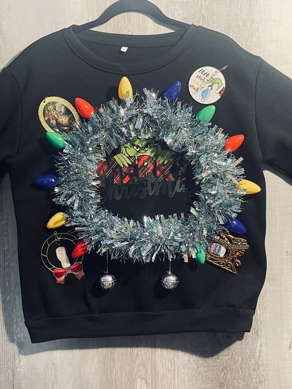 Grinch Light up Ugly Christmas Sweater Etsy