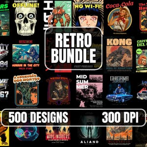 500 Retro T-Shirt Designs Bundle | Vintage 80s & 90s Aesthetic | PNG Digital Download | Trendy Urban Graphics