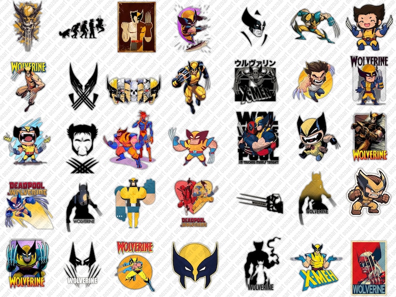 Wolverine Icon Sticker Ultimate Wolverine PNG Bundle - 100 High-quality Digital Images for ...