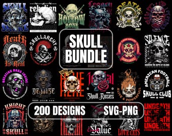 200 Skull T-Shirt Designs | Urban Graphics SVG PNG Bundle