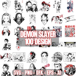 100 Demon Slayer Graphic Designs Bundle | Svg, Png, Dxf, Eps, Ai Files | Anime Cut Files for Cricut, Silhouette, DIY & Crafting Projects