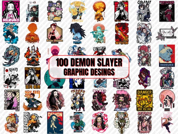 100 Demon Slayer Graphic Designs | PNG Clipart Bundle (Digital Download)