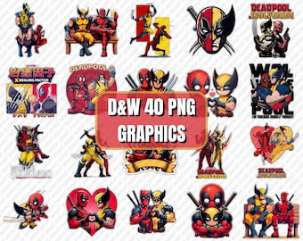 Deadpool & Wolverine PNG Clipart – 40 Marvel Graphics (Digital Download)