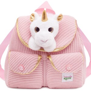 Toddler Backpack — MINI Unicorn Backpack — Toddler Backpack w. White Unicorn Pink Corduroy Bag Unicorn Gift for Girl or Boy Christmas Gift